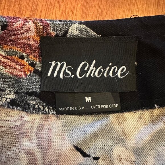 Ms. Choice M Vintage 80s 90 tapestry crop jacket extra wide collar black floral - Picture 5 of 7